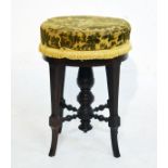 Edwardian string inlaid circular revolving piano stool on tapered square supports Condition: