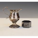 George III silver baluster shaped cream jug, London 1780 together with a George VI hexagonal