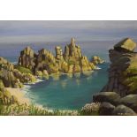 Hilda Dean - Oil on board - Coastal view, signed, framed Condition: