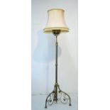 Late 19th Century brass telescopic floor standing oil lamp, now converted to electricity, standing