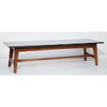 1960's period rectangular teak coffee table having a green marble top Condition: