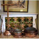 Collection of copper pans and copper washing dolly Condition: