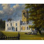 Alan Wright - Four oils on board - Langford House, each signed, one framed, the others unframed