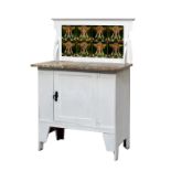 Late 19th/early 20th Century painted washstand having a raised back, fitted with eight Art Nouveau