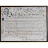 George IV hand written legal document naming John Swarbreck, Edward Symes, Hugh Stuart, Thomas