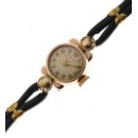 Lady's Marvin 9ct gold cased wristwatch on a leather strap Condition: