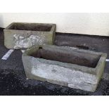 Two stone rectangular troughs Condition: