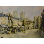 Edward Sturgeon - Coloured print - Market Place, Wells, framed and glazed Condition: