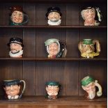 Collection of nine Royal Doulton large character jugs comprising: The March Hare, The Walrus & The