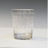 Indian Interest - 19th Century glass tumbler having engraved decoration and script 'H.W.Dashwood