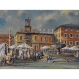 Alan Wright - Oil on board - A Market Square, signed, framed Condition: