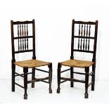 Pair of late 19th/early 20th Century ash North Country spindle back side chairs, each having a