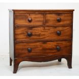 19th Century mahogany chest of two short and two long drawers on bracket feet Condition: