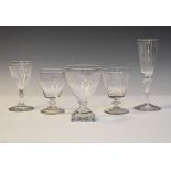 Ale glass having a knopped opaque twist stem, a 19th Century glass rummer having engraved decoration