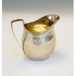 Victorian engraved silver helmet shaped cream jug, London 1885, 3.3oz approx Condition: