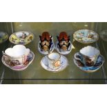 Small quantity of decorative Continental porcelain including Dresden cups and saucers etc Condition: