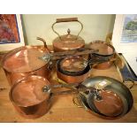 Collection of 19th Century and other pans together with a copper kettle Condition: