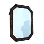 1920's period oak framed Jacobean style rectangular bevelled wall mirror Condition: