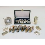 Silver plated wine funnel, decanter labels, pourers etc Condition:
