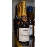 Wines & Spirits - Bottle of Lanson Black Label champagne, bottle of Harrods Brut together with two