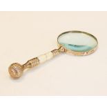 Early 20th Century mother-of-pearl mounted brass and silver plated magnifying glass Condition: