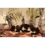 Pair of modern signed limited edition prints - Cat Nap and Wistful, No's 468 and 757 from a