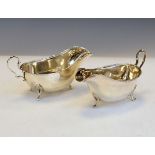 Pair of George V silver sauceboats, Sheffield 1914, 6.7oz approx Condition: