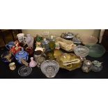 Various ceramics and glass ware including: Doulton figure, character jugs, Sylvac items, silver
