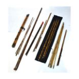 Collection of vintage bamboo fishing rods Condition: