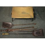 Four steel fireirons and a brass and steel footman Condition:
