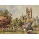 Edward Sturgeon - Pair of signed limited edition prints - Bath Abbey and Bishops Palace, Wells, each