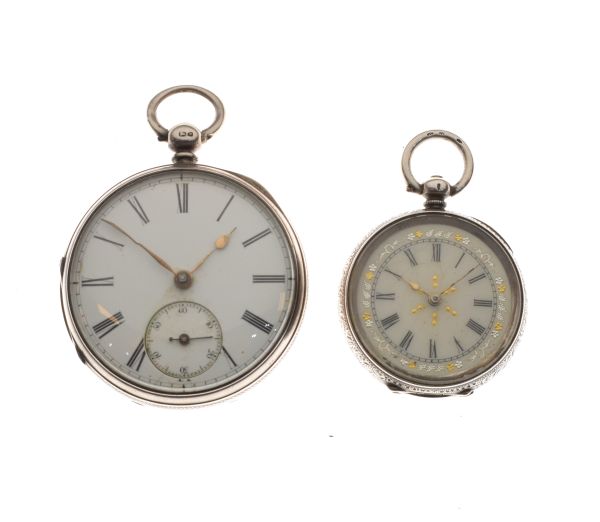 Gentleman's silver cased key wind pocket watch, the white enamel dial with Roman numerals and