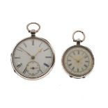Gentleman's silver cased key wind pocket watch, the white enamel dial with Roman numerals and