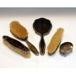George V silver and tortoiseshell four piece brush set, Birmingham 1926 together with a George V