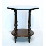 Late 19th/early 20th Century pine and walnut octagonal topped occasional table on turned supports,