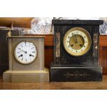 Two Victorian slate cased mantel clocks Condition: