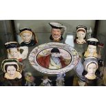 Set of seven Royal Doulton small character jugs - Henry VIII and his six wives together with a Royal