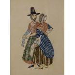 Maida Harris - Pair of coloured Artists Proof etchings - Welsh National Costume and Burgundian