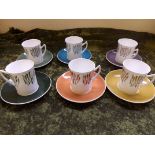 A set of 6 Elizabethian bone china by Taylor and Kent, England cups and saucers being a set of 6