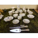 Eighteen pieces of Aynsley cottage garden porcelain comprising vases, covered dishes, serving