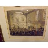 An early 19th century Ackerman print depicting India House, The Saleroom, after Rowlandson.