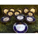 A Victorian continental porcelain part dessert service comprising 18 plates, 2 pedestal dishes,