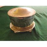 A mid 19th century silver-plated oval biscuit barrel on integral stand with etched decoration and