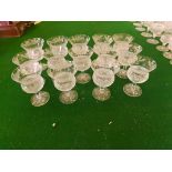 Fourteen cut pedestal Edinburgh Crystal Thistle wine glasses, 5" high.