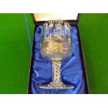 A Stuart crystal pedestal goblet commemorating "The Silver Jubilee of Queen Elizabeth II" in