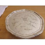 A silver salver "Presented to JGP Crowden on The Occasion of His Marriage, 29th January 1955" with