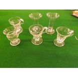 Six 19th century glass syllabub glasses.