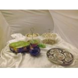 SELECTION OF CHINA ,2 CAKE STANDS ,MALING BOWL & VASE WINTON TOAST RACK EST [£15- £30]