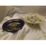 CREAM WARE COMPORT SCROLL & BIRD DECORATION ,TINPLATE PLATE EST [£20- £40]