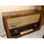 WALNUT CASED GRUNDIG WIRELESS RADIO RETAILED BY HARRODS